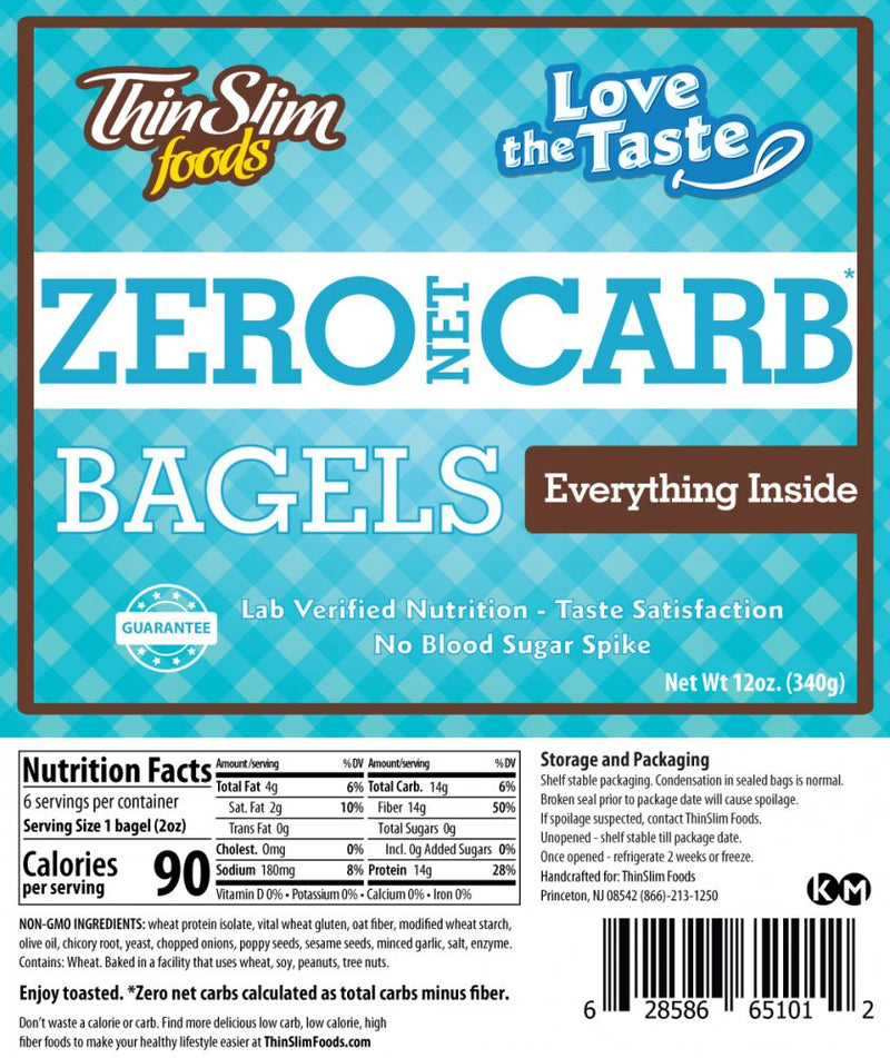 ThinSlim Foods Zero Carb Protein Bagels - Everything