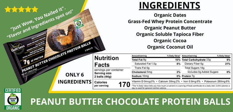 Organic Peanut Butter Chocolate Balls by OutClass Nutrition