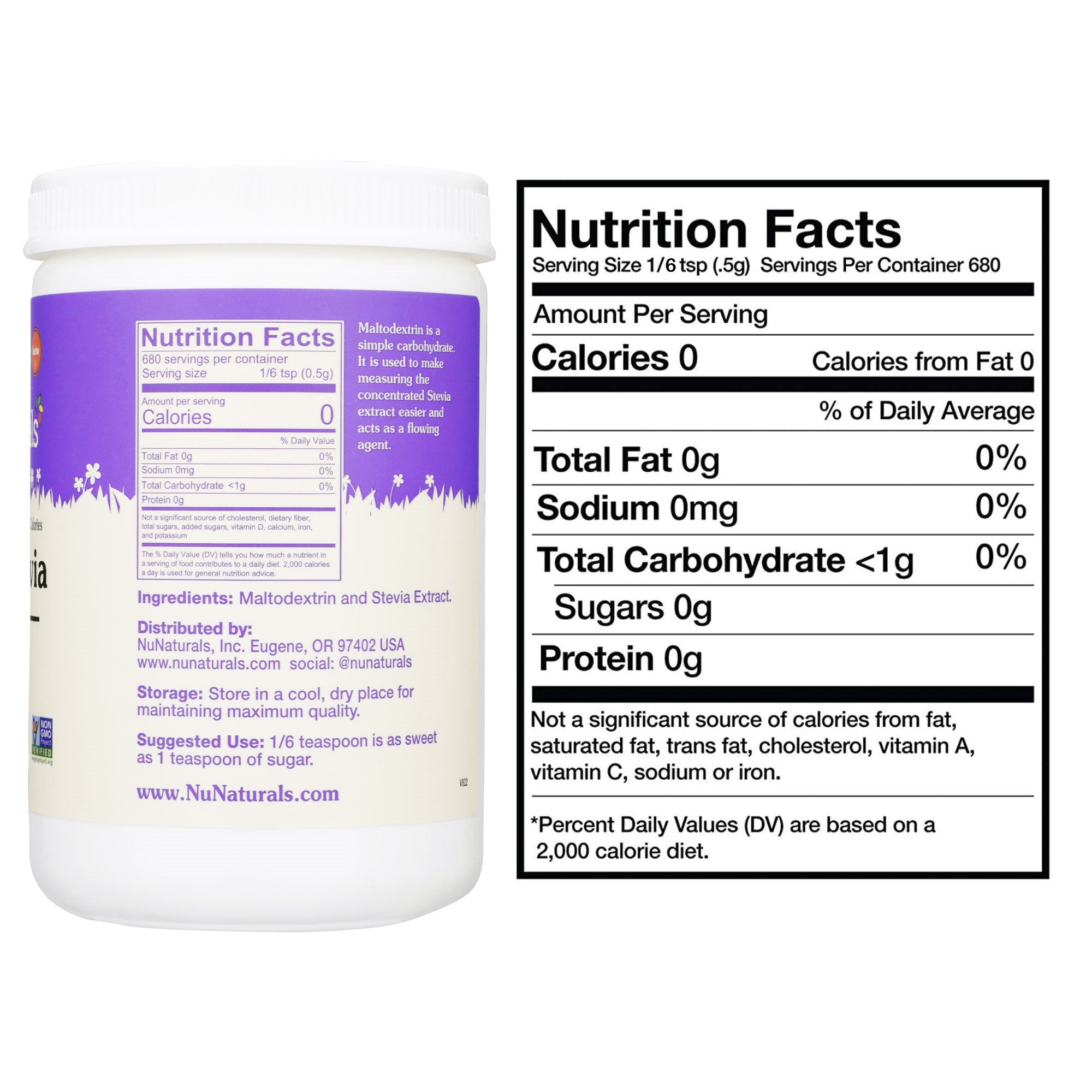 NuNaturals NuStevia White Stevia Powder - High-quality Gluten Free by NuNaturals at BariatricPal Store