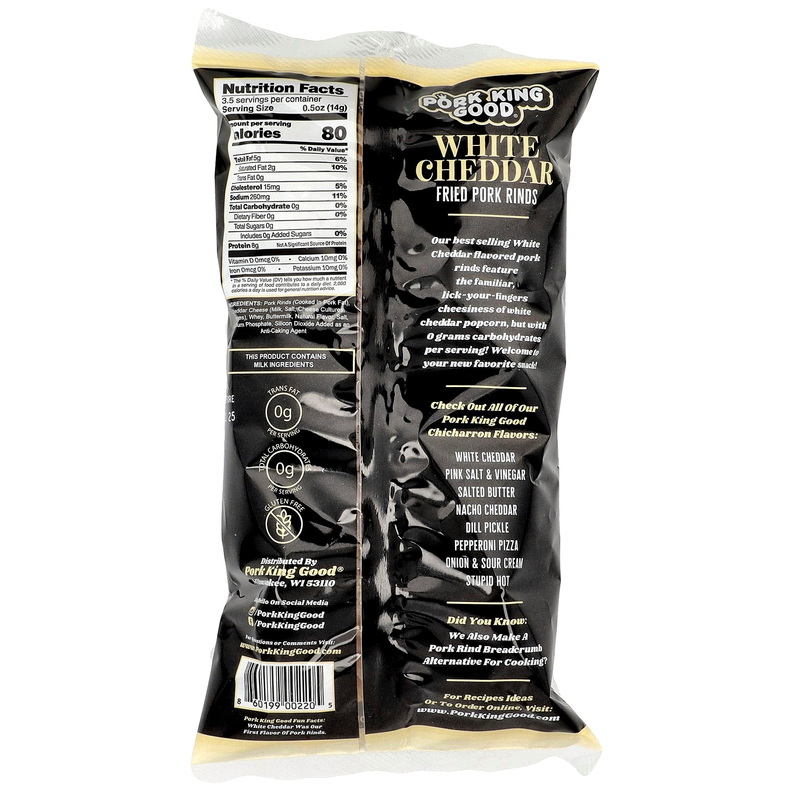 Pork King Good Pork Rinds - White Cheddar