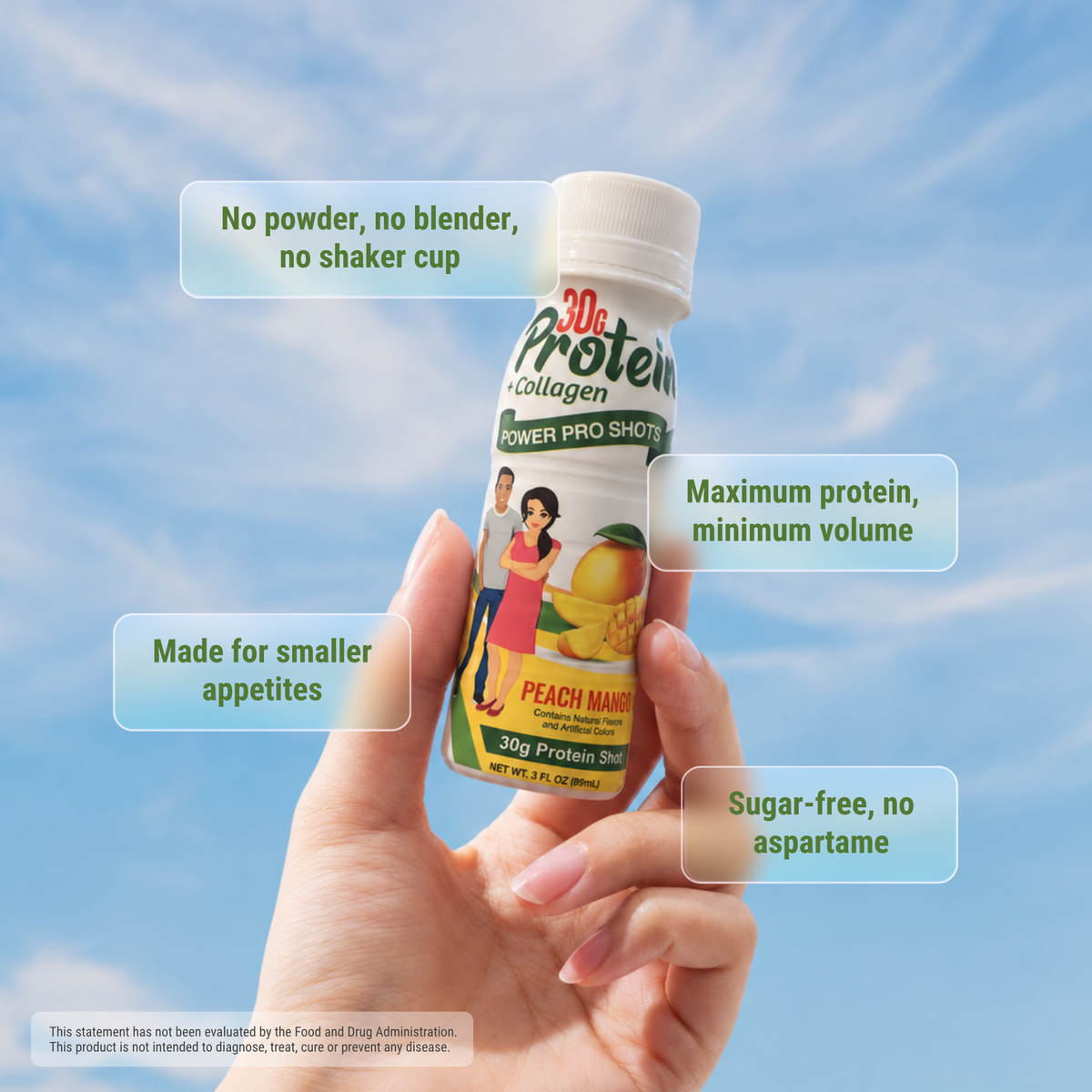 Inspire 30g Whey & Collagen Complete Protein Power Pro Shots - Peach Mango