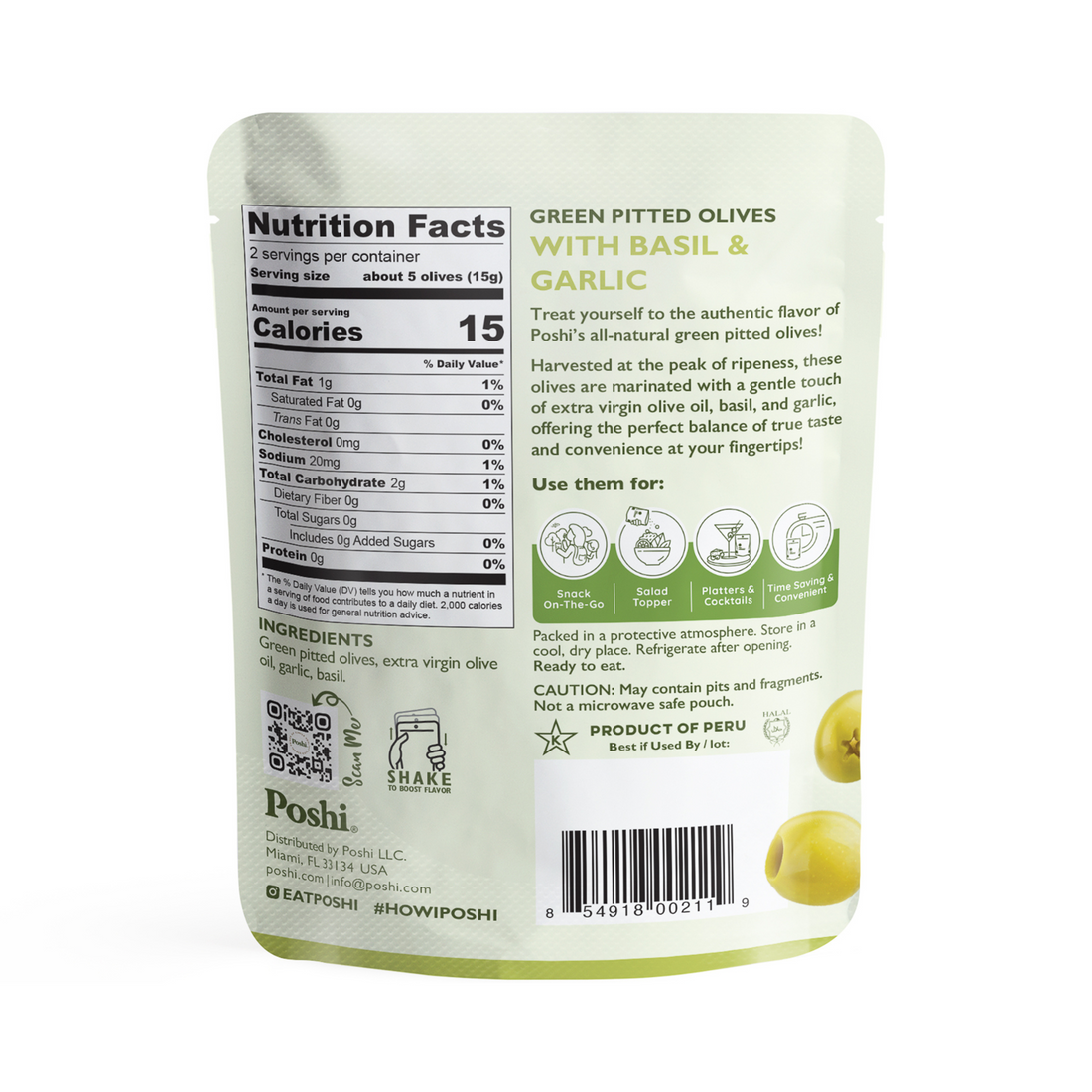 #Flavor_Green Olives - Basil & Garlic, 1.10 oz