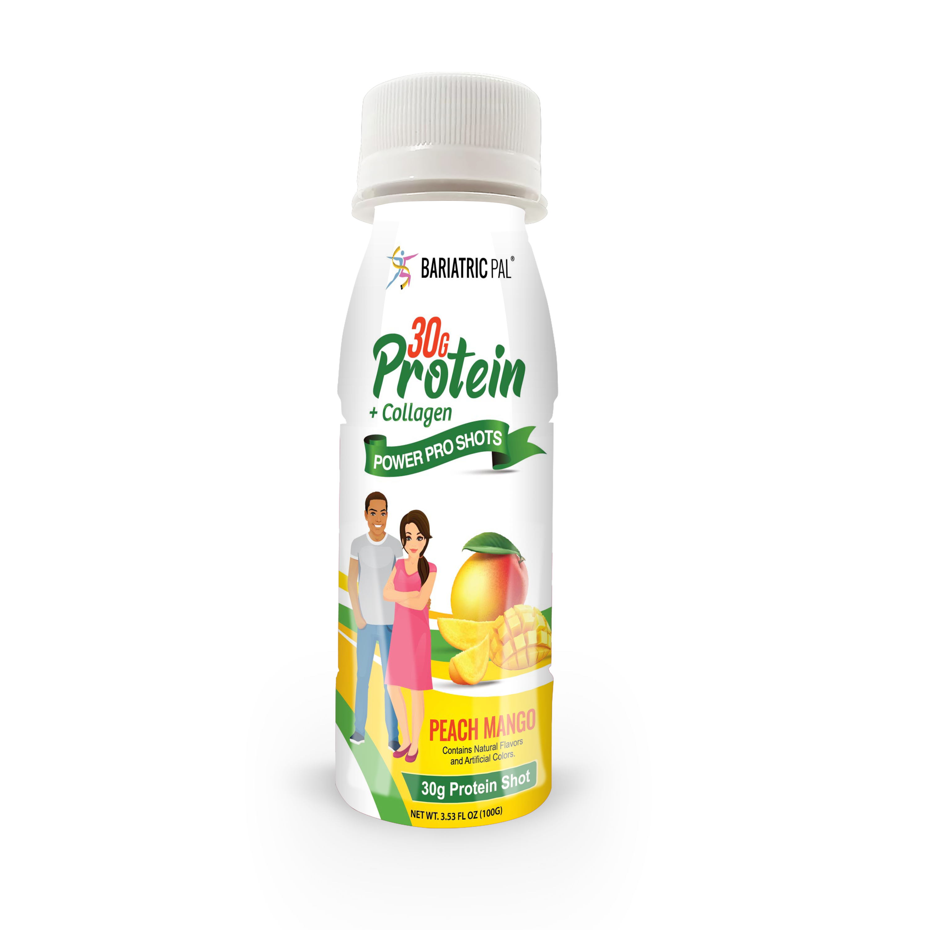 BariatricPal 30g Whey & Collagen Complete Protein Power Pro Shots - Peach Mango (Brand New!)