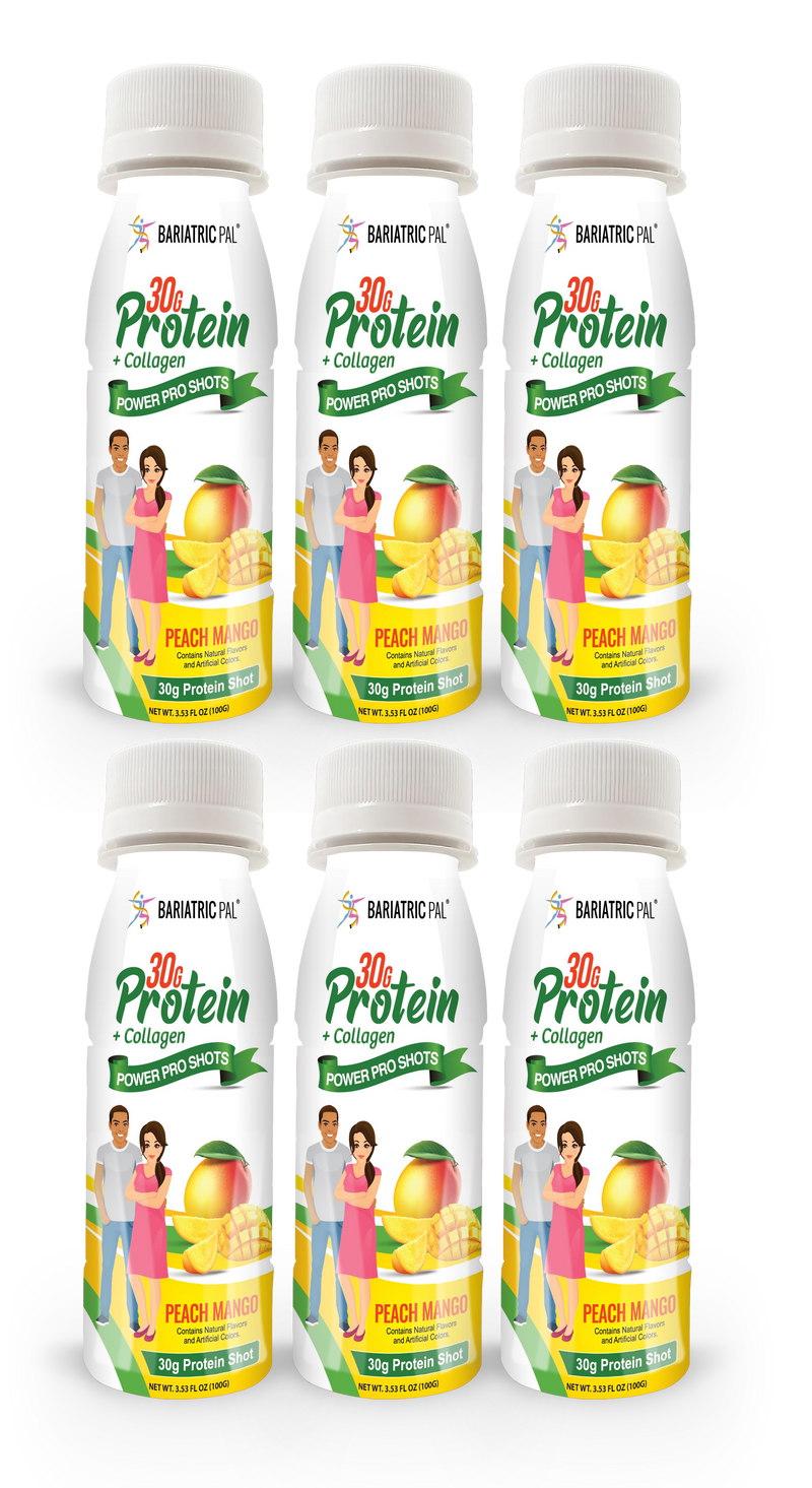 BariatricPal 30g Whey & Collagen Complete Protein Power Pro Shots - Peach Mango (Brand New!)