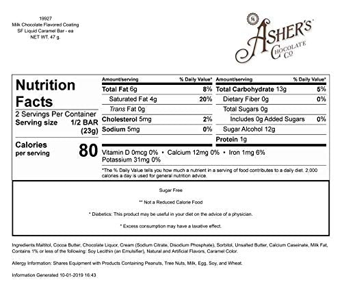 Asher's Chocolate Sugar-Free Chocolate Bars - Creamy Caramel