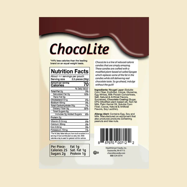 HealthSmart Sweet Nothings/ChocoLite Chocolate Candies - Chocolate Nougat, 11 piece bag