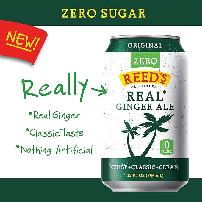 Ginger Ale Real sin azúcar de Reed's, 12 fl oz, paquete de 4