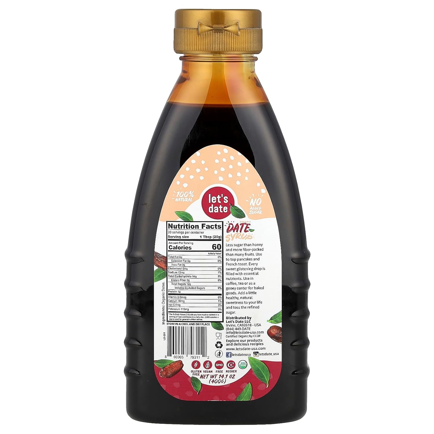 Let's Date Organic Date Syrup, 14.1 oz