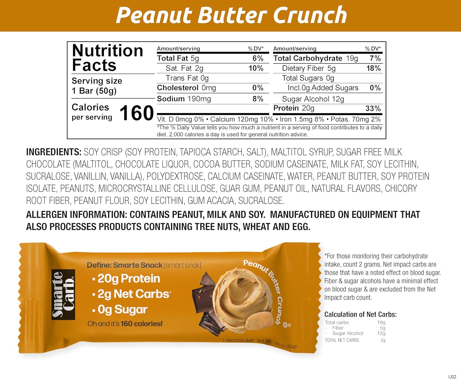 NuGo Smarte Carb Bar - Peanut Butter Crunch