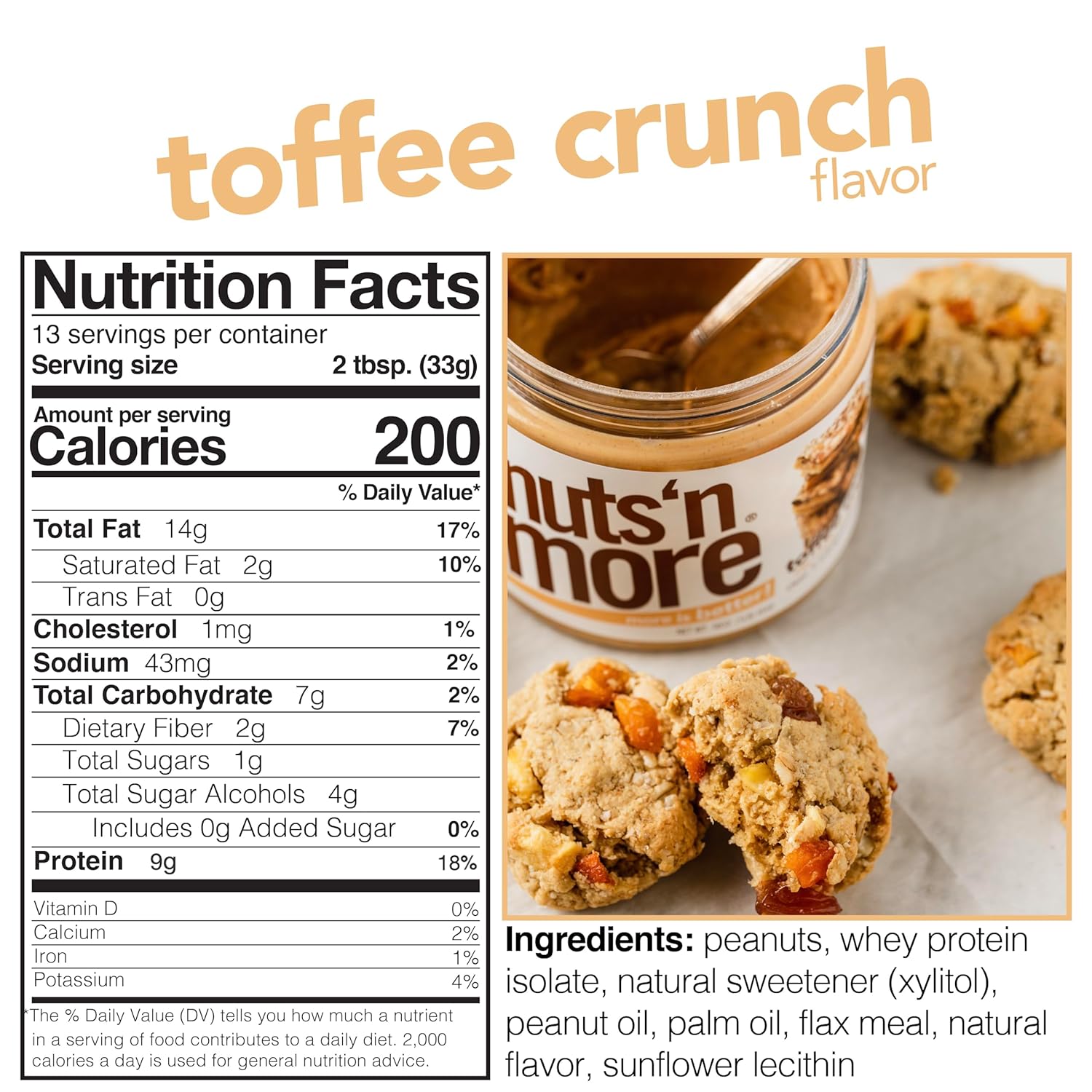 Nuts 'N More High Protein Peanut Butter Spread - Toffee Peanut Butter Crunch