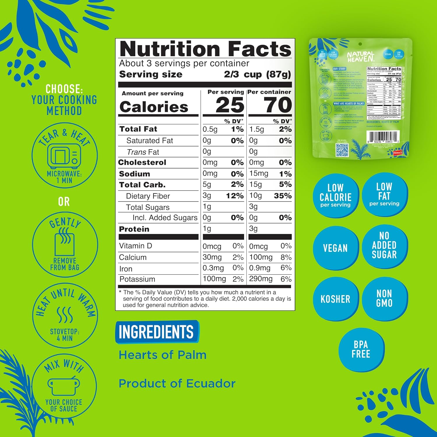 Veggie Pasta Hearts of Palm Noodles by Natural Heaven - Spaghetti