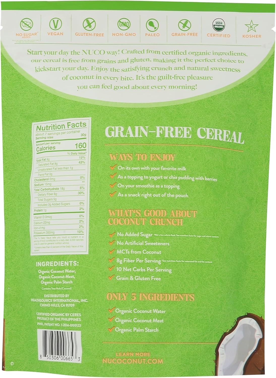 Nuco Coconut Crunch Grain Free Cereal 7.05 oz