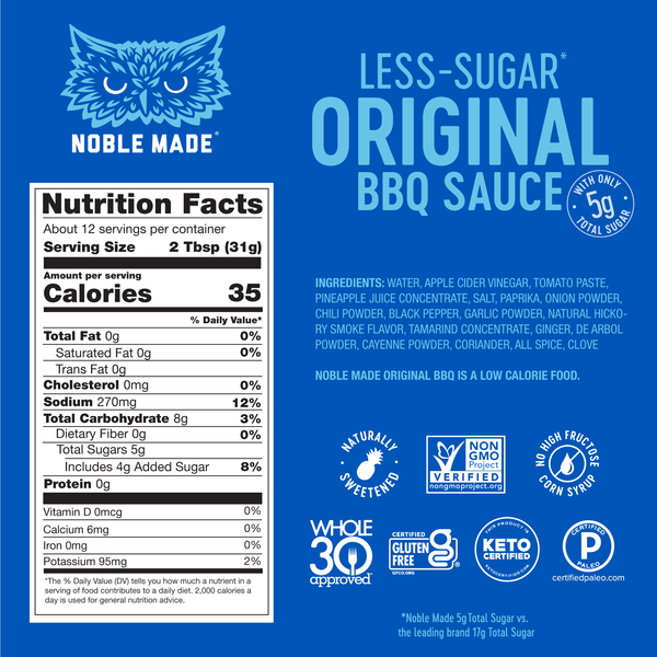 Less Sugar BBQ Sauce by Noble Made