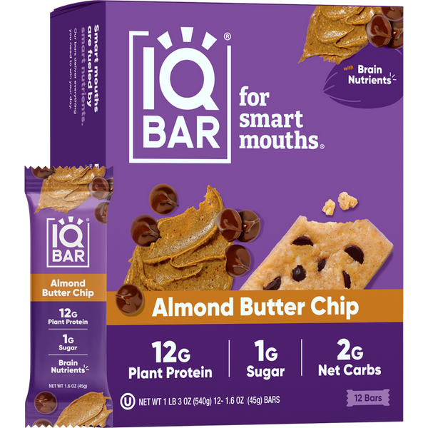 IQBar Vegan and Keto Protein Bars - Almond Butter Chip