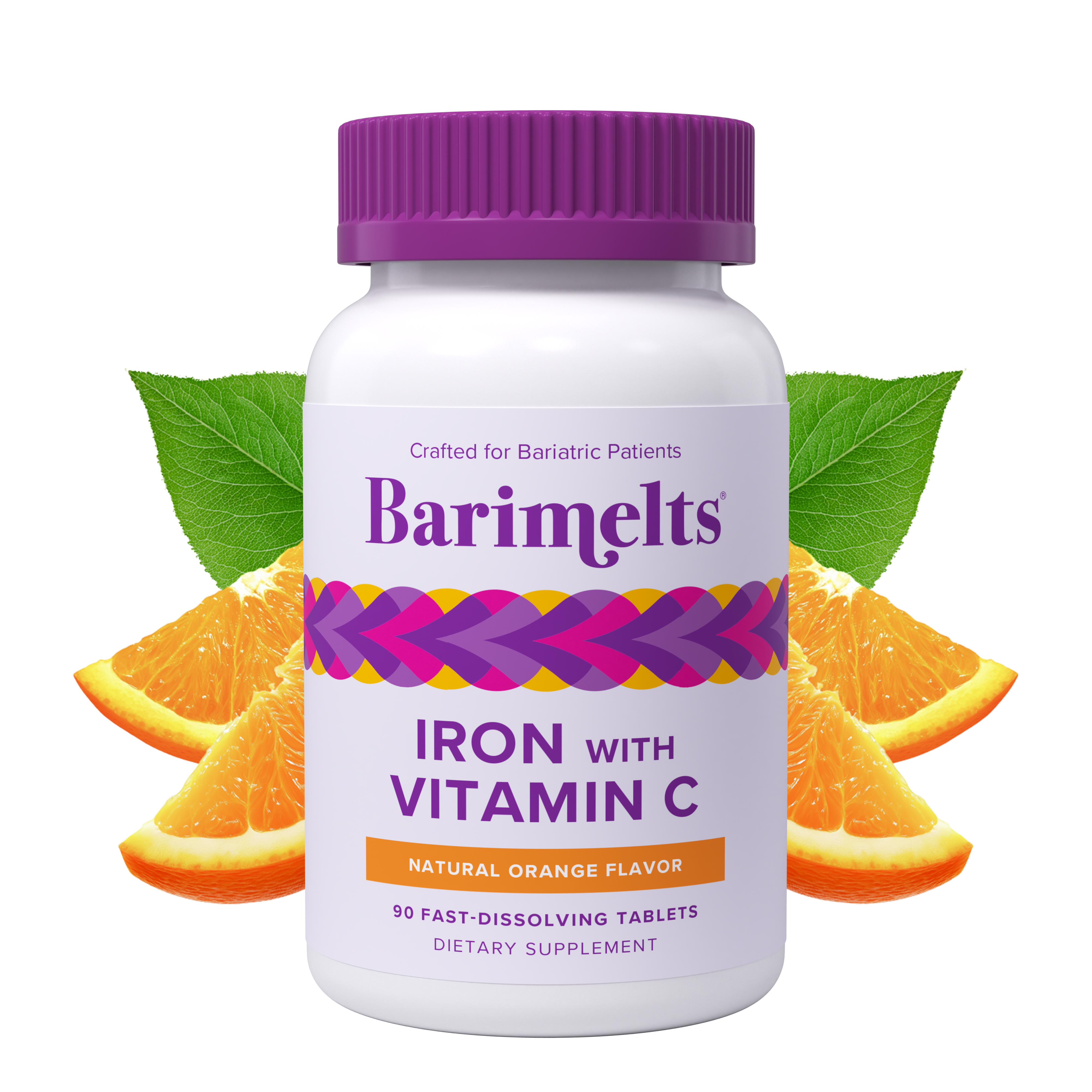 BariMelts Iron + Vitamin C - 90 Fast-Dissolving Tablets - Natural Orange Flavor