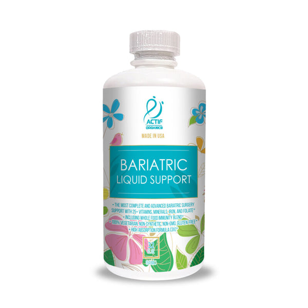 Actif Organic Bariatric Liquid Support With 25+ Organic Vitamins And Minerals For Bariatric Surgery, Advanced Formula – Non GMO, 32 Oz