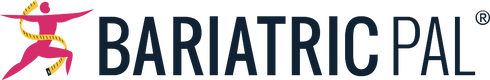 A dynamic logo featuring a stylized figure in motion, wrapped in a measuring tape, with the text "Bariatric Pal" in bold letters, symbolizing support for weight loss and health management.