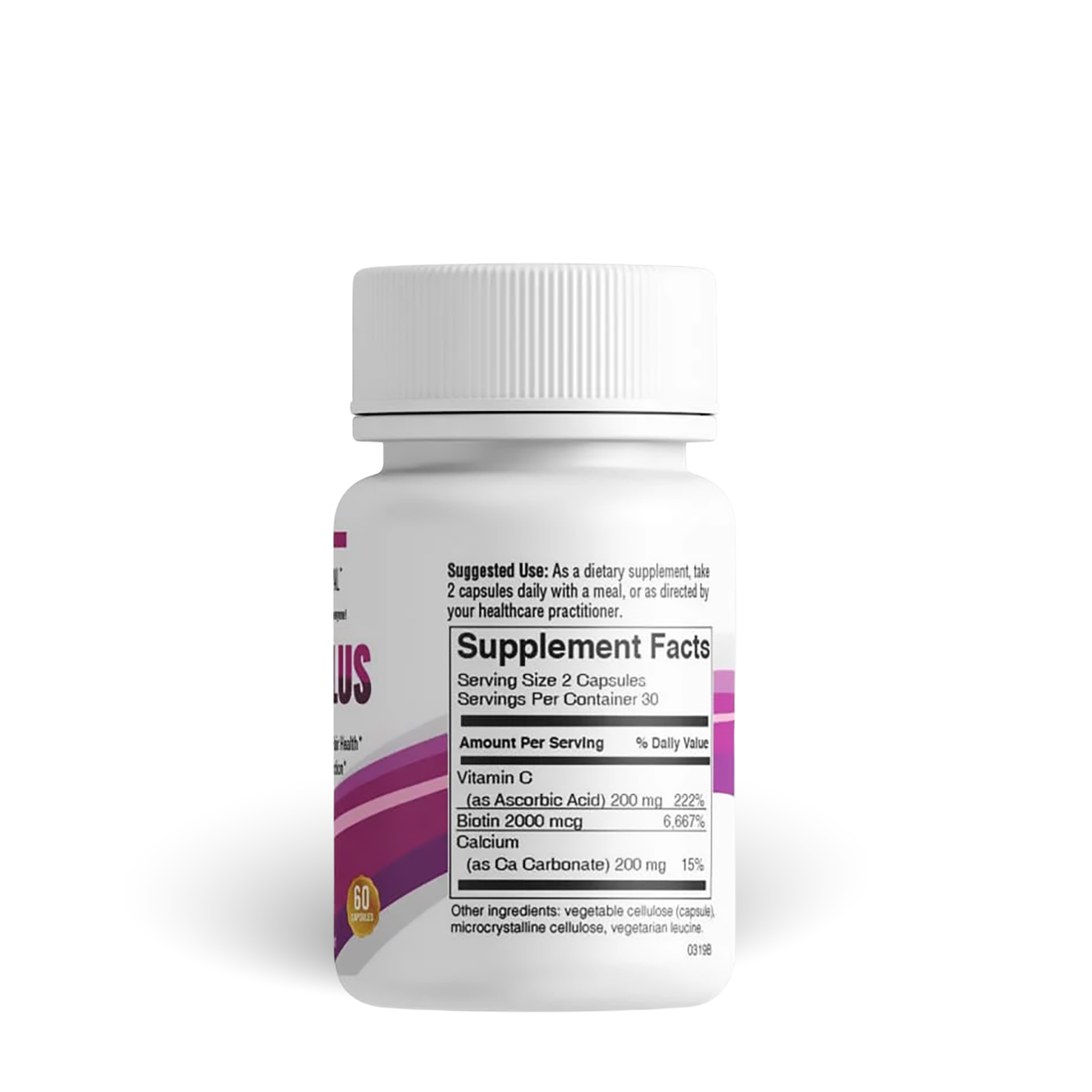 Bottle of BariatricPal's Biotin Plus suggested use.