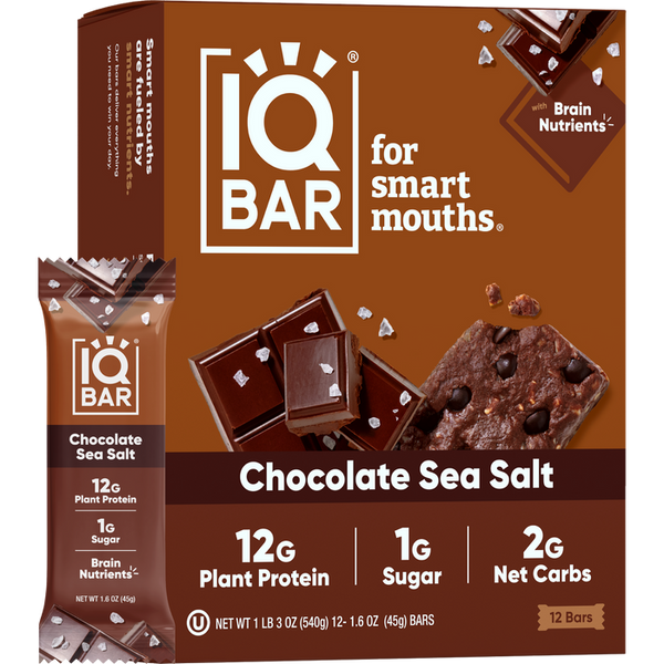 IQBar Vegan and Keto Protein Bars - Chocolate Sea Salt