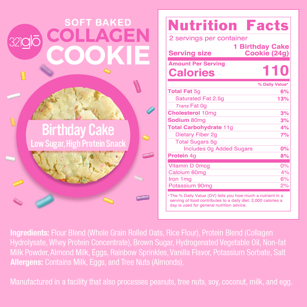 321Glo Soft Baked Collagen Cookies - Birthday Cake