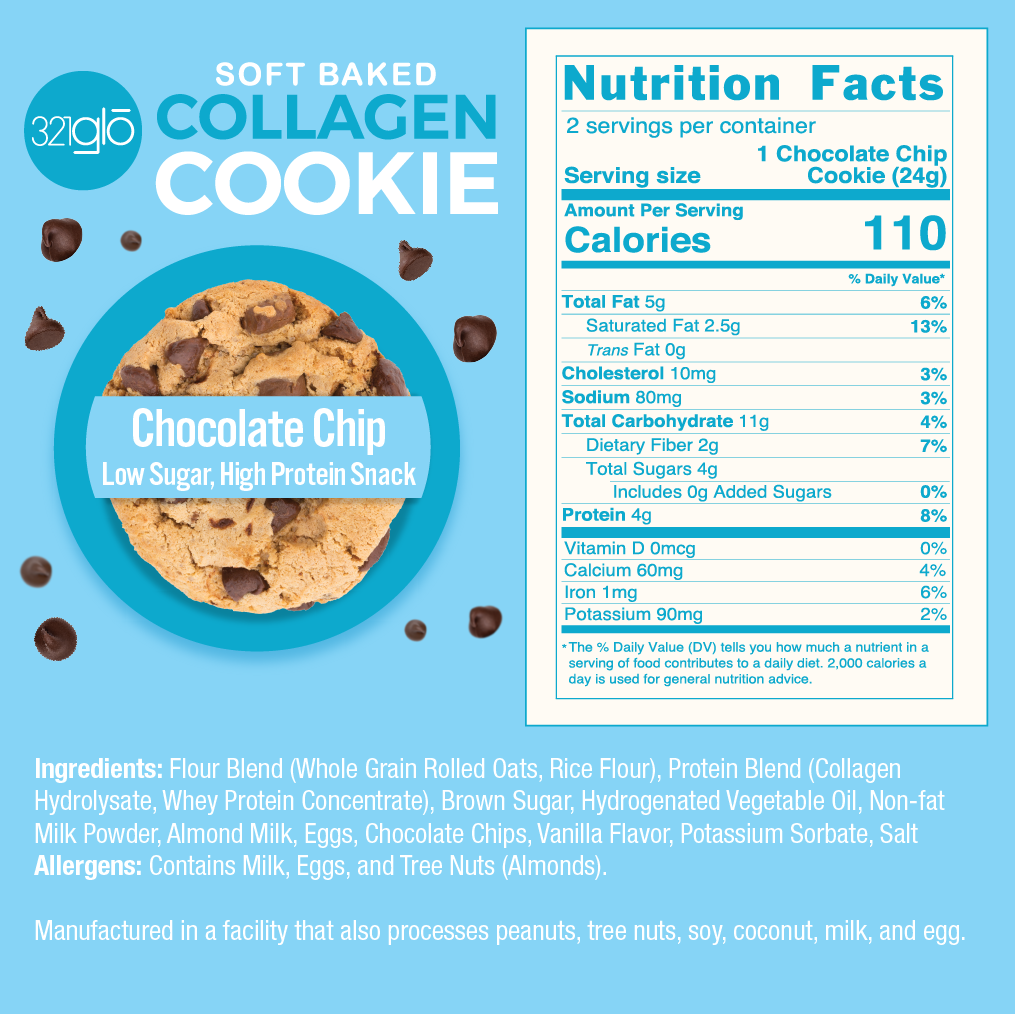 321Glo Soft Baked Collagen Cookies - Chocolate Chip