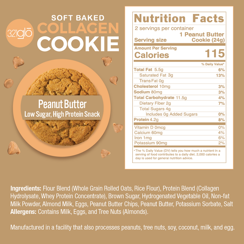 321Glo Soft Baked Collagen Cookies - Peanut Butter