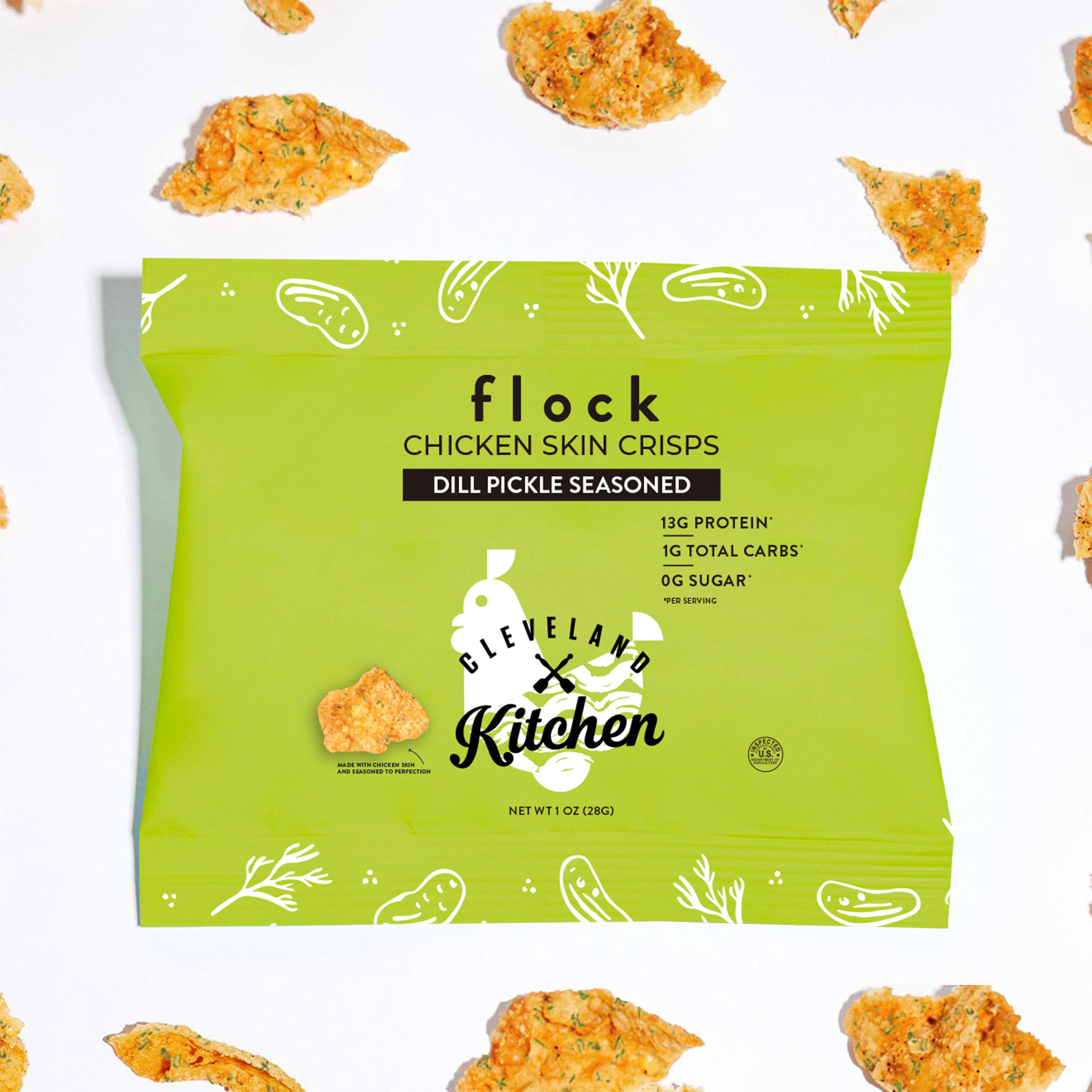 Flock Foods Keto Chicken Chips - Dill Pickle