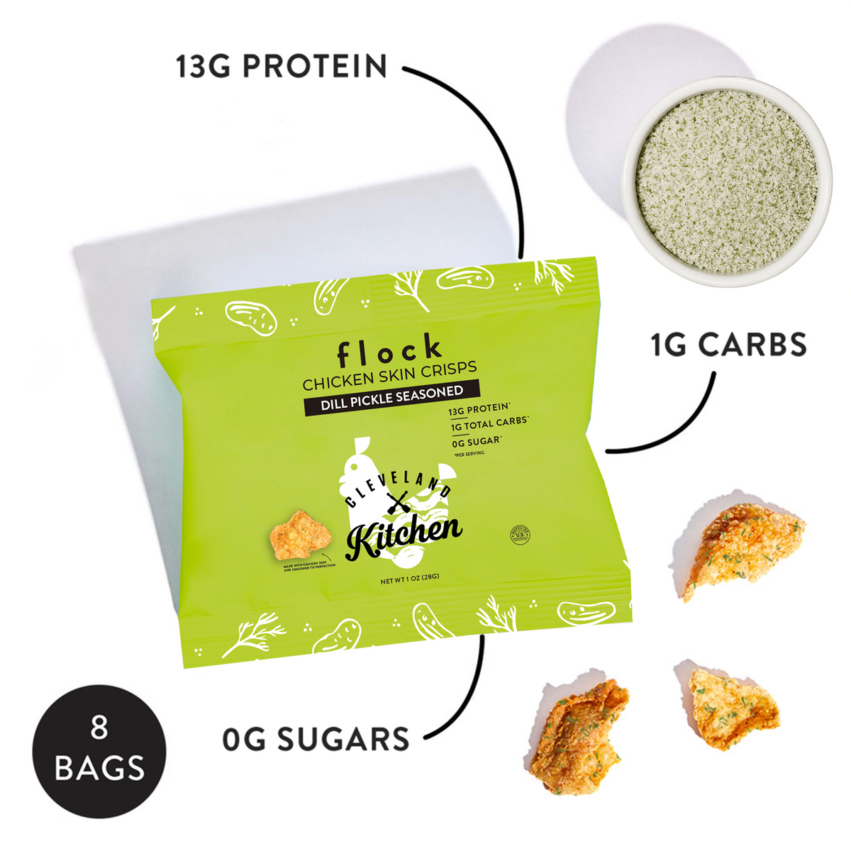 Flock Foods Keto Chicken Chips - Dill Pickle