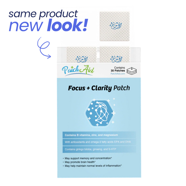 same product, new look. Focus & clarity patch package
