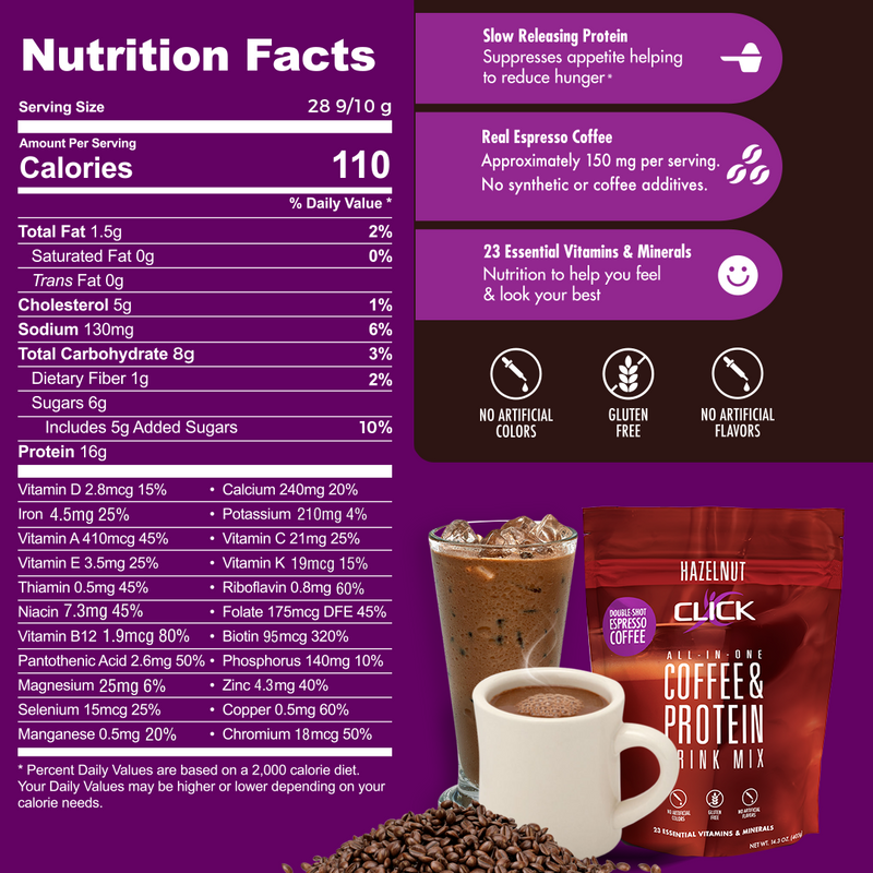Click Coffee & Protein Powder Bag - Hazelnut