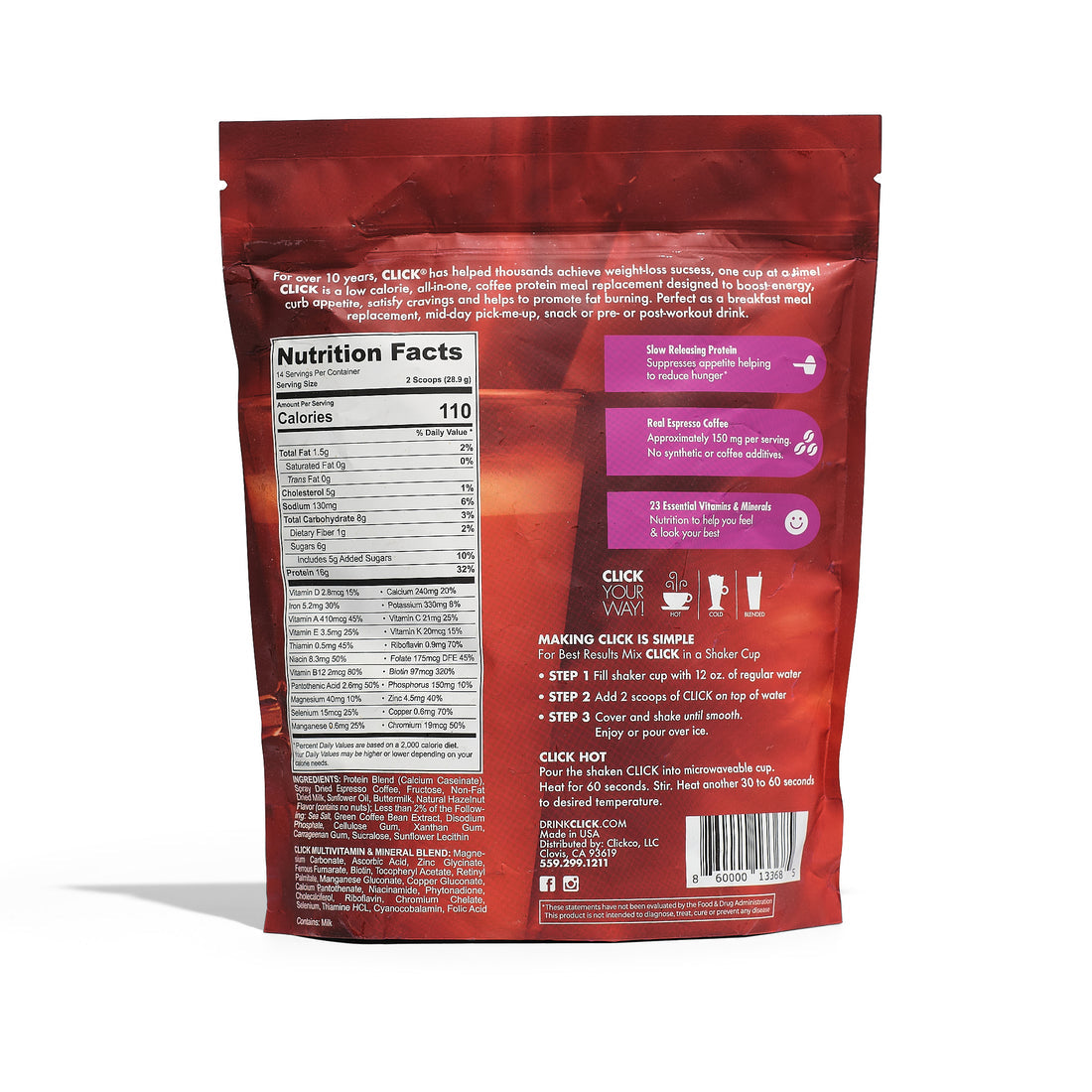 Click Coffee & Protein Powder Bag - Hazelnut