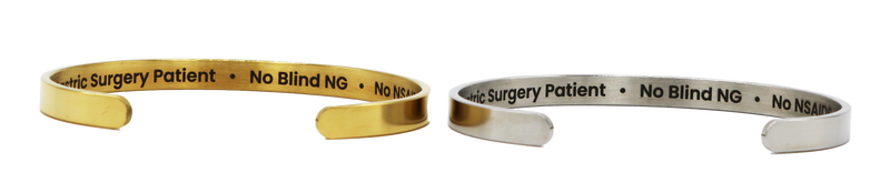 Gastric Surgery Medical Alert Bracelet Cuff by BariatricPal - Silver & Gold Set