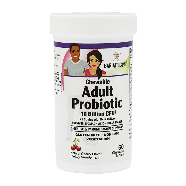 Chewable Adult Probiotic 10 Billion CFU by BariatricPal with 21 Strains & Kefir Cultures