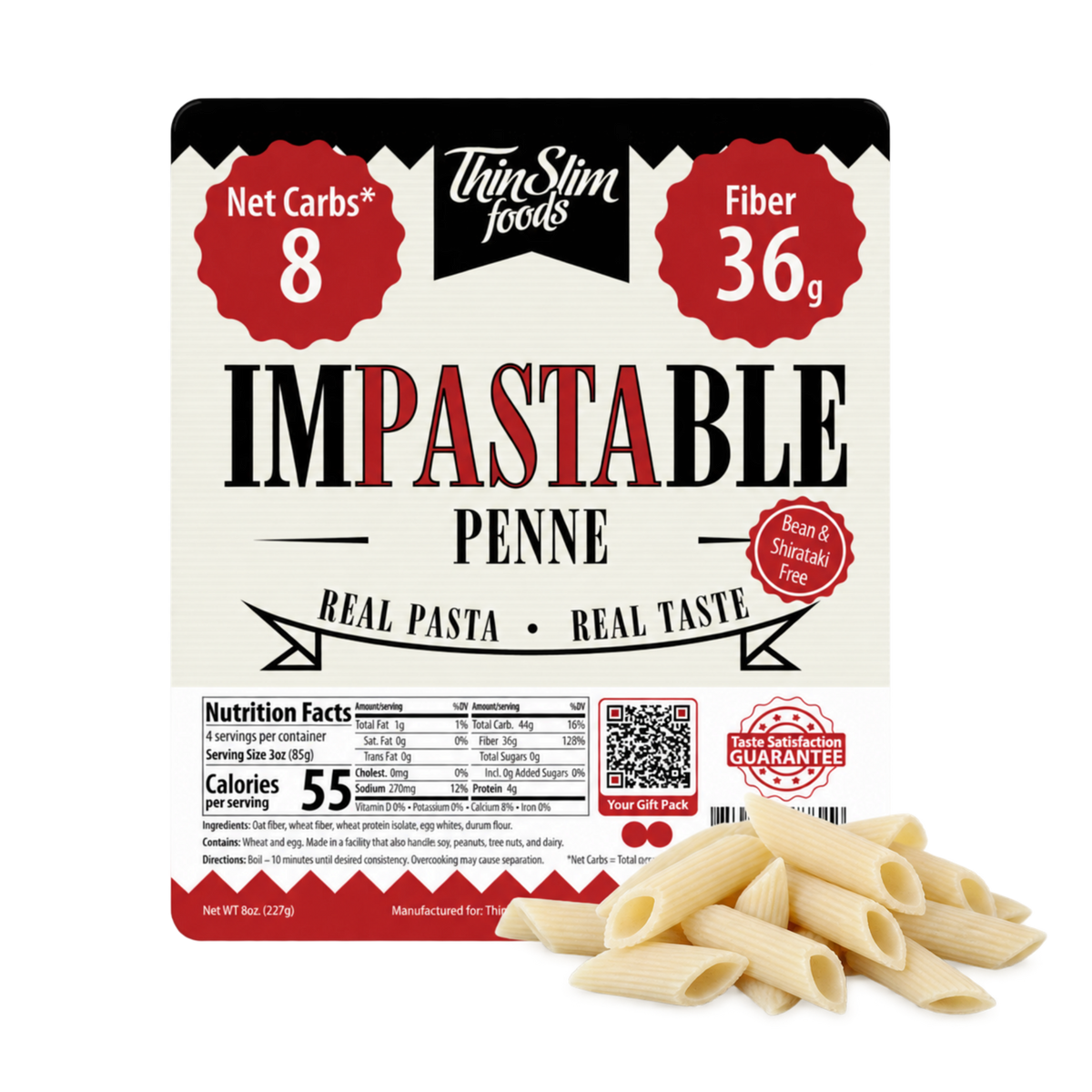 ThinSlim Foods Impastable Low Carb Pasta - Penne, Single Pack