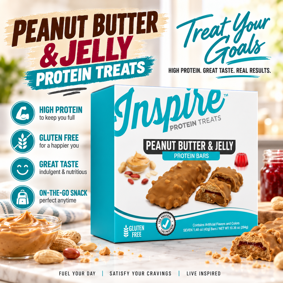 Inspire Peanut Butter and Jelly Bar with 13g of Protein