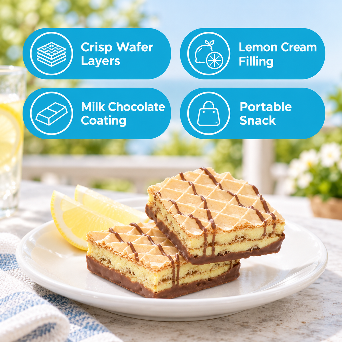 Inspire Lemon Protein Wafer Bars with 15g or protein and 6g of fiber. 