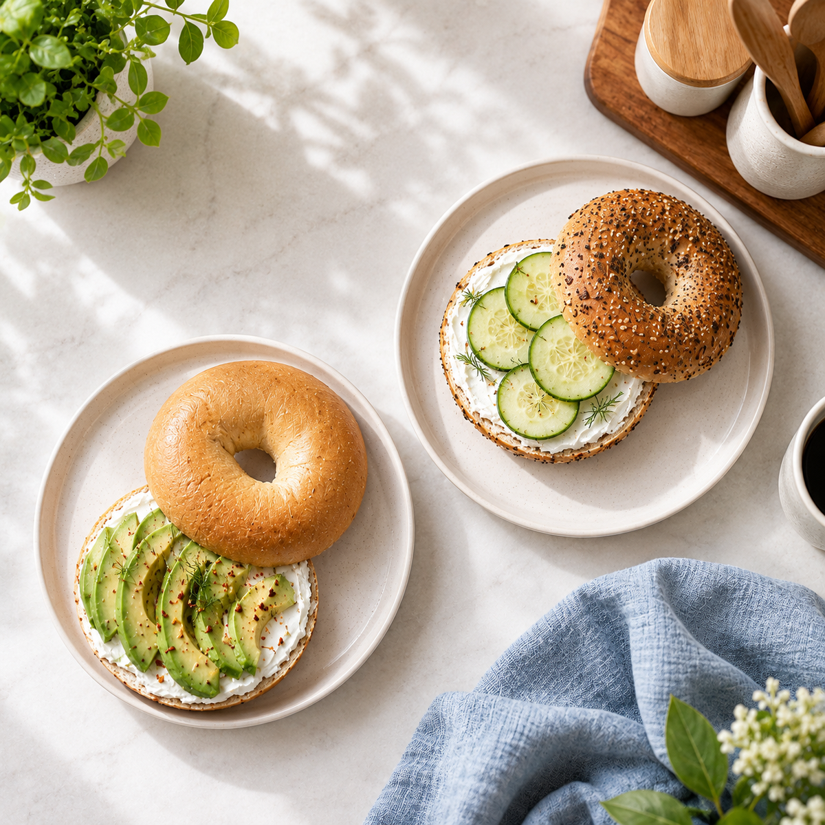 Inspire Protein Bagels, just 2g net carbs and 80 calories per bagel.
