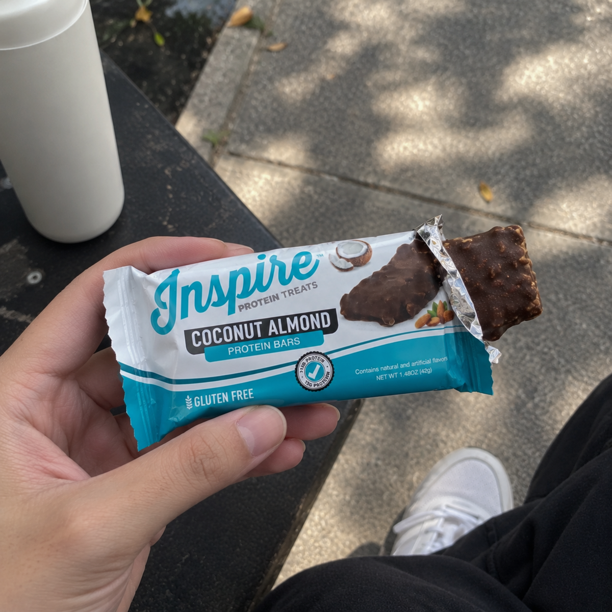 Inspire Coconut Almond Protein Bars with 13 grams of protein per bar. Gluten-free, seven-count package.
