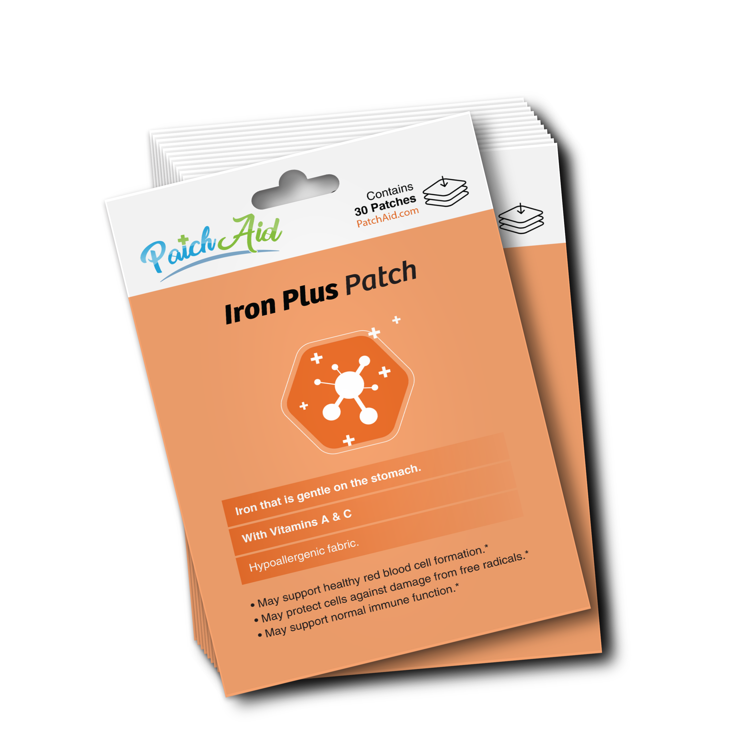 PatchAid Iron Plus Patches with gentle iron and vitamins A and C. 12 month supply.