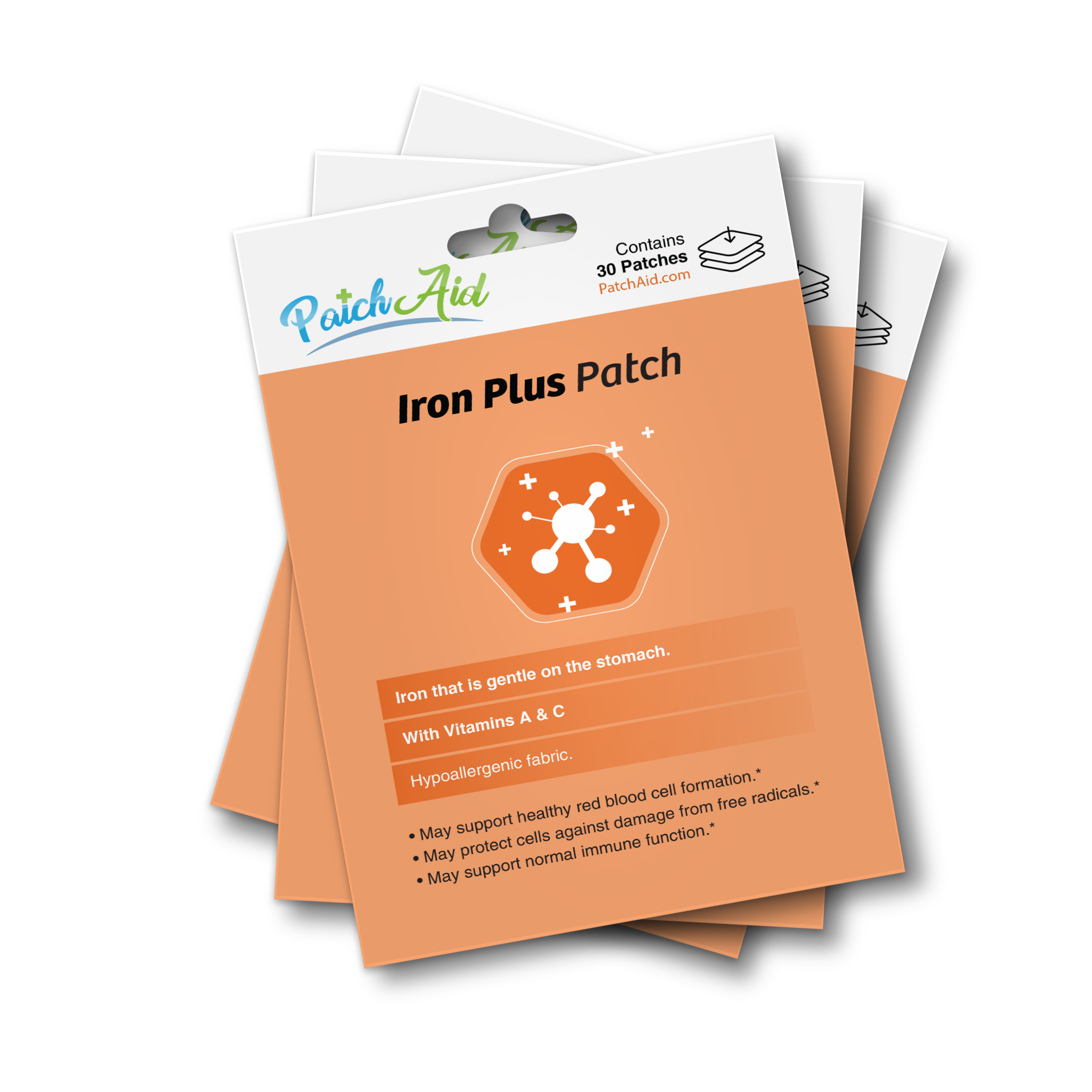 PatchAid Iron Plus Patches with gentle iron and vitamins A and C. 3 month supply.