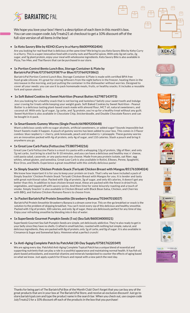 A colorful e-commerce product list showcases various healthy food items, including snacks and meal options, with descriptions highlighting their ingredients and nutritional benefits.