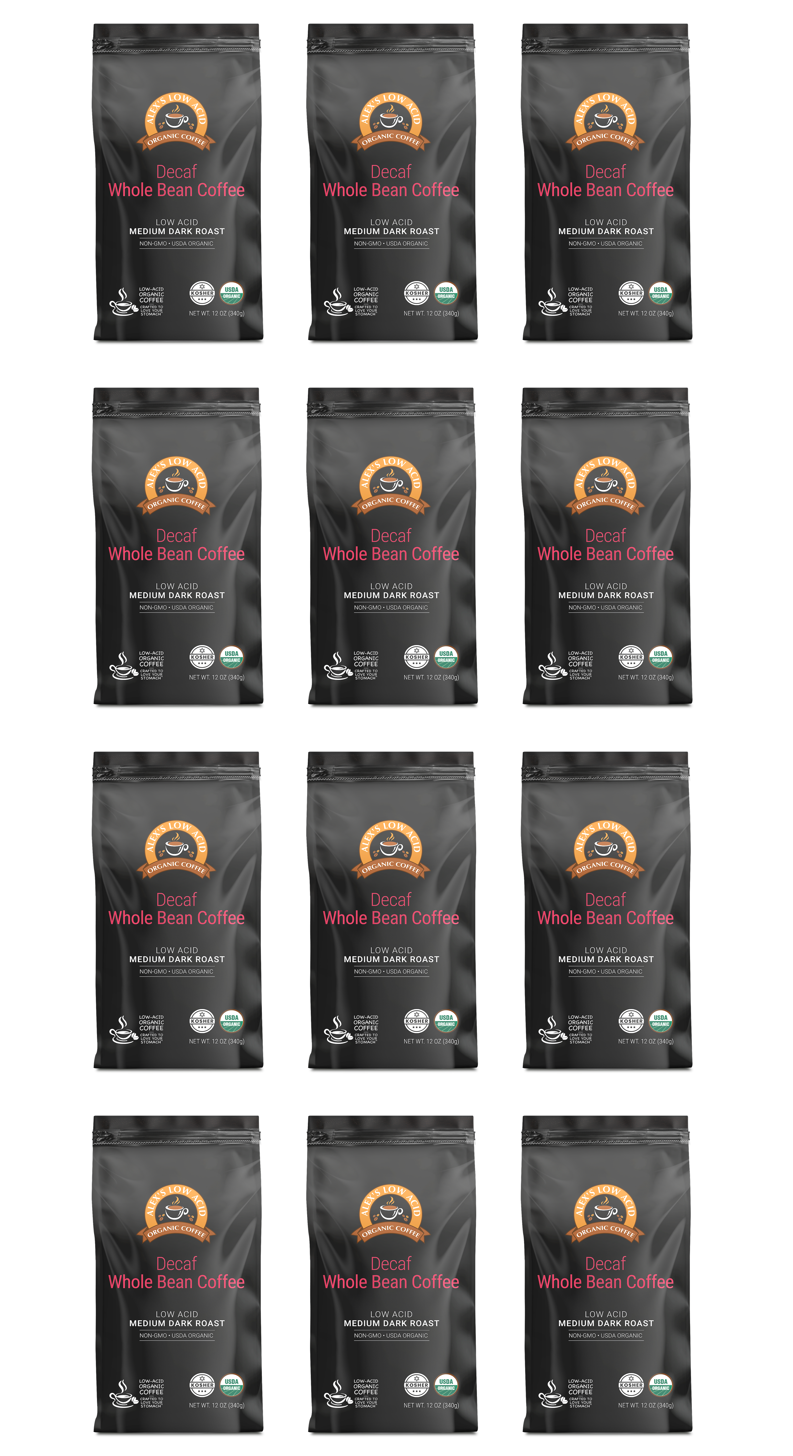 Alex's Low Acid Organic Coffee™ - Decaf Whole Bean (12oz)