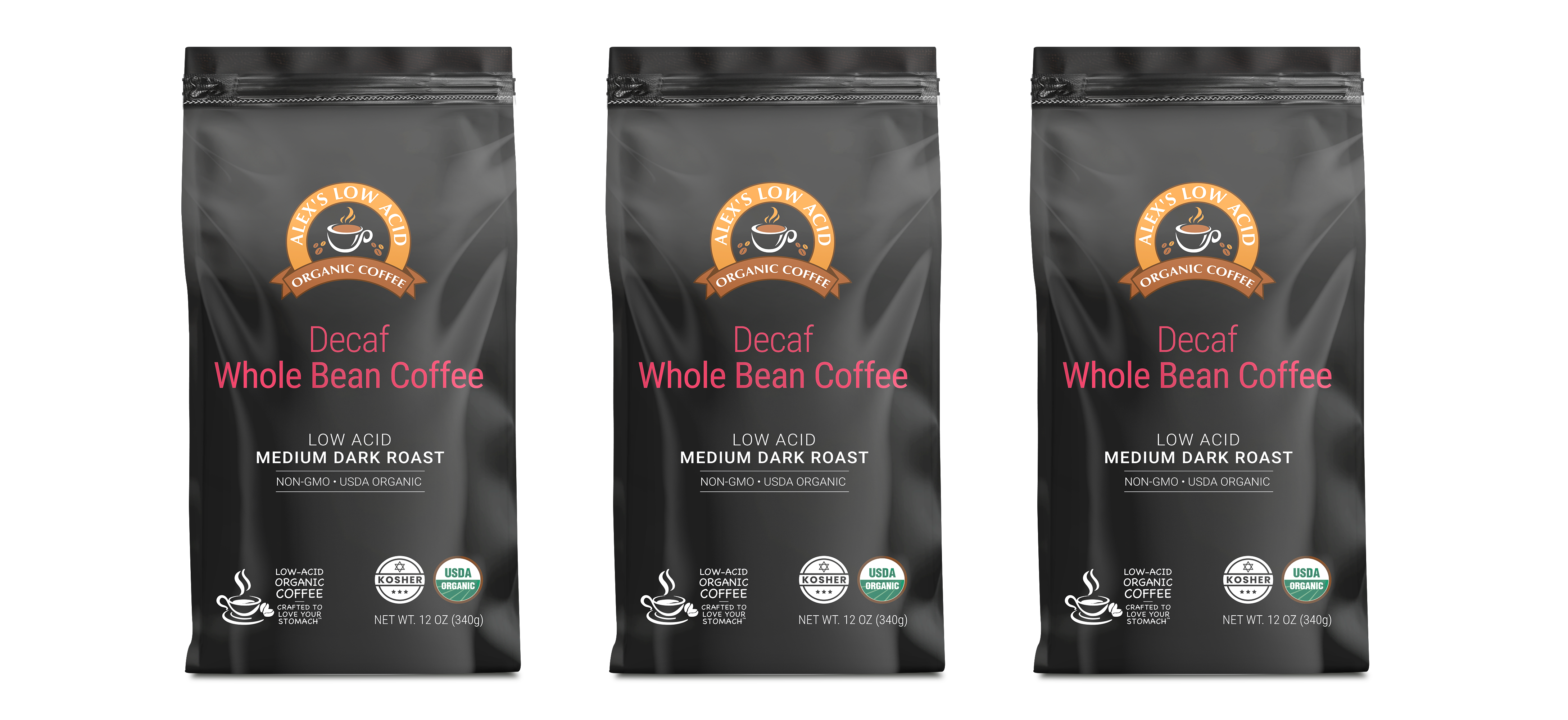 Alex's Low Acid Organic Coffee™ - Decaf Whole Bean (12oz)