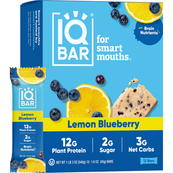 IQBar Vegan and Keto Protein Bars - Lemon Blueberry