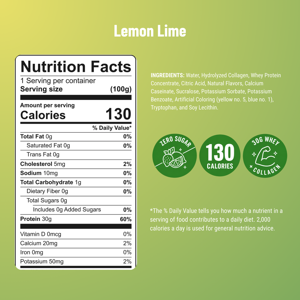 BariatricPal Lemon Lime Power Pro Shot with 30 grams of protein plus collagen in a 3.53-fluid-ounce serving.