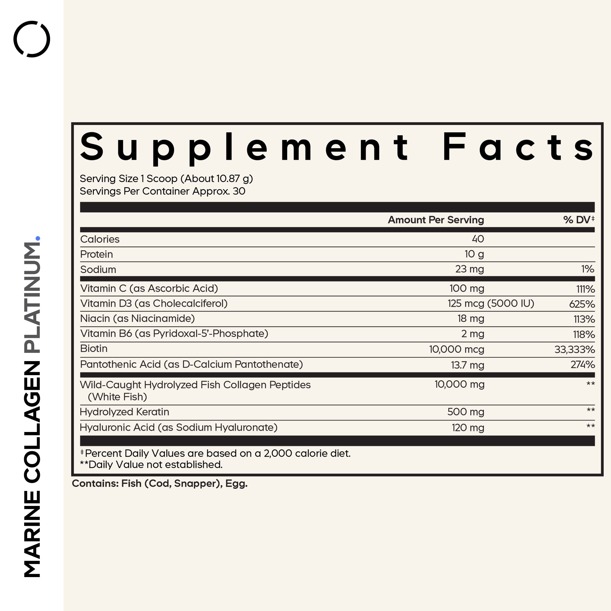 Wild-Caught Marine Collagen Peptides Powder Platinum by Codeage