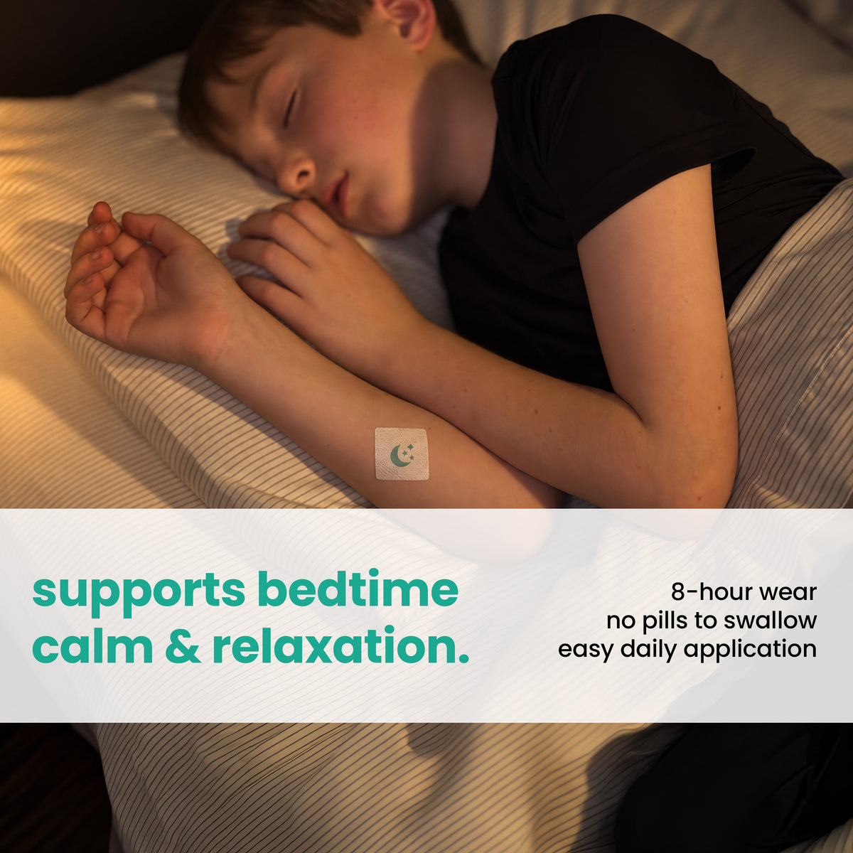 PatchAid Melatonin-Free Sleep Aid Patch for kids and adults with chamomile and lemon balm for natural sleep support. 