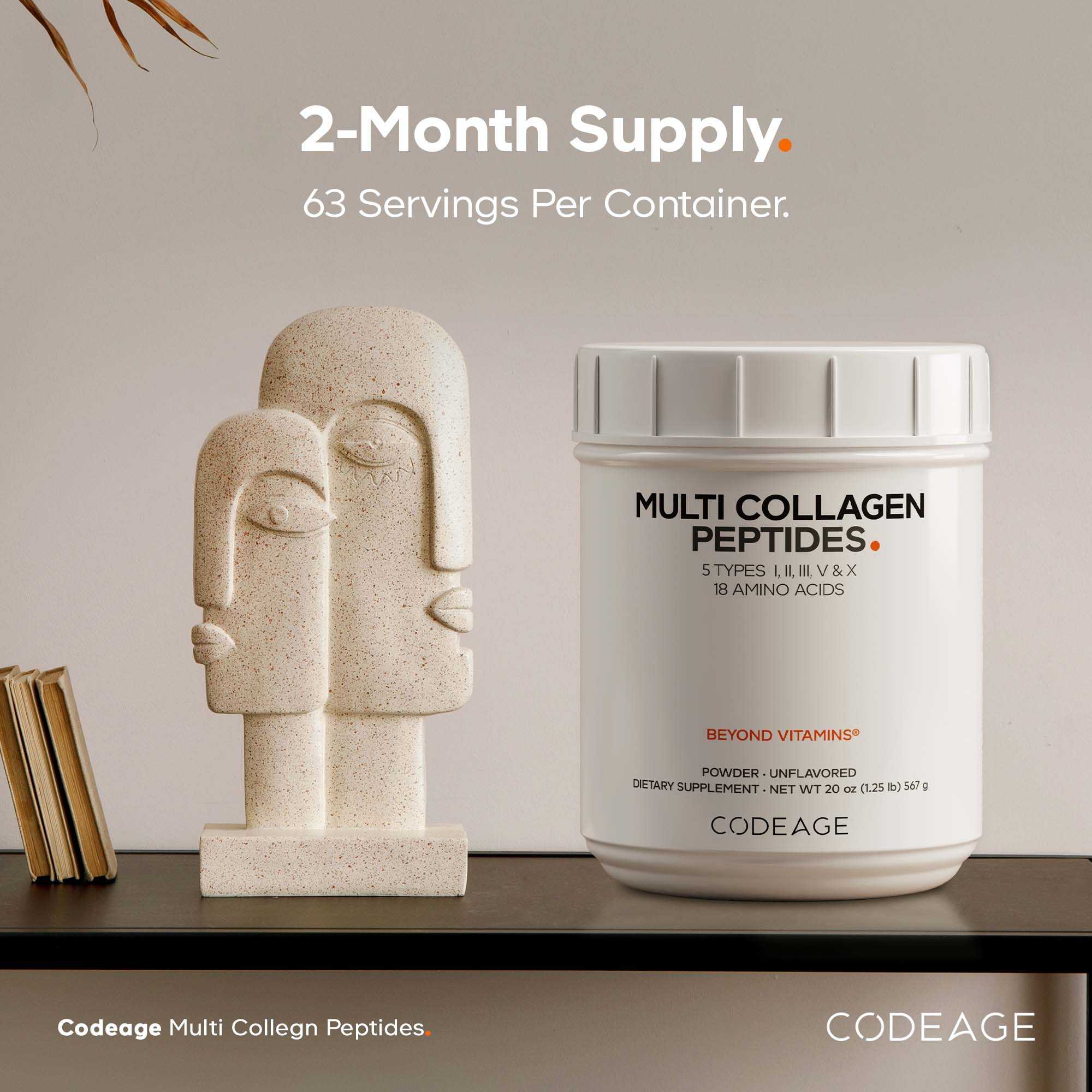 Multi Collagen Peptides Powder - 5 Types of Collagen Protein Unflavored by Codeage