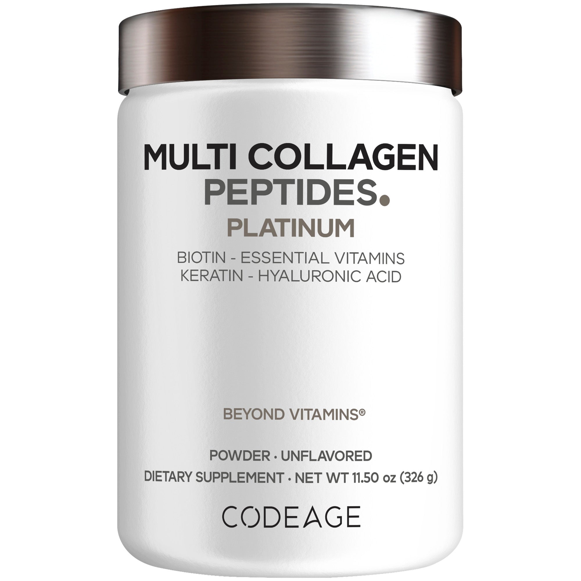 Multi Collagen Peptides Powder with Biotin Keratin Hyaluronic Acid for Hair Skin Nails & Joints by Codeage