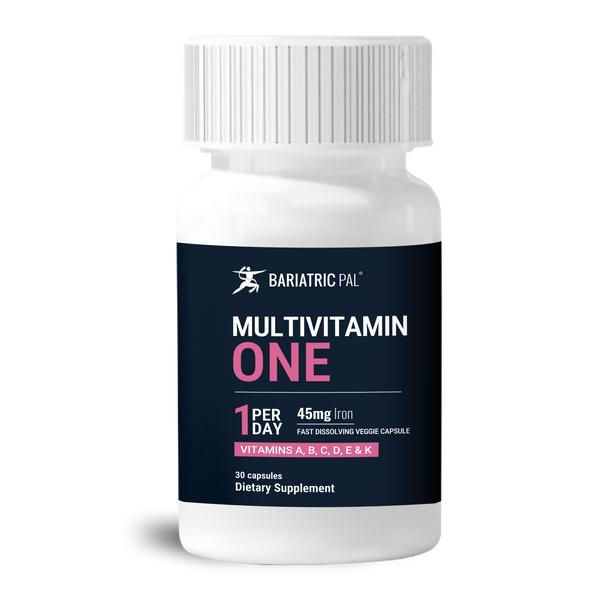 BariatricPal Multivitamin ONE fast‑dissolving veggie capsules with 45mg iron.
